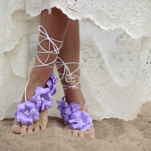 Lilac flower barefoot sandal, beach wedding barefoot sandals,footcuff, wedding anklet,nude shoes,ankle cuff