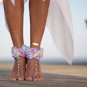 Violets shines in the sun beach wedding barefoot sandals, bangle, wedding anklet,nude shoes,boho sandal,cuff