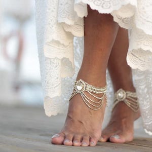 Boho beach wedding barefoot sandals, bangle,cuff, wedding anklet,barefoot sandal,ankle cuff,boho sandal barefoot shoes