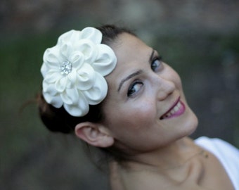 Ivory taffeta flower headpieces, hair accessories, wedding hair flower,bridal accessories,bridal hair accessories