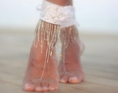 Cuffed flowers barefoot sandal, beach wedding barefoot sandal,nude shoes,anklet,flower barefoot sandal,cuff