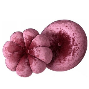 Dusty rose velvet round & flower pillow