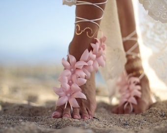 Pink Autumn flowers barefoot sandal, beach wedding barefoot sandal,nude shoes,barefoot sandals,anklet