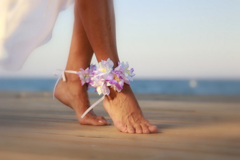 Hawaian flower barefoot sandal beach wedding barefoot | Etsy