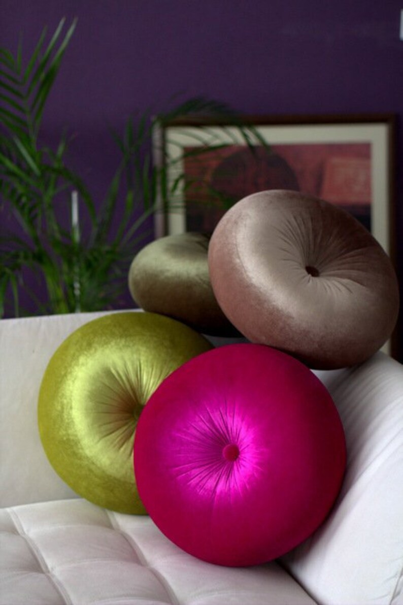 Magenta velvet Round pillow 16 hand made pillowcircular Etsy