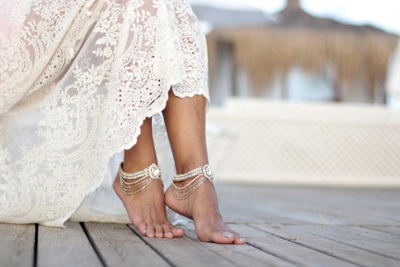 Boho Beach Wedding Barefoot Sandals Banglecuff Wedding - Etsy