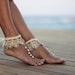 Barefoot sandal&Dance of the pearls with frilly guipure beach wedding barefoot sandals, wedding anklet,nude shoes,boho sandal,cuff 