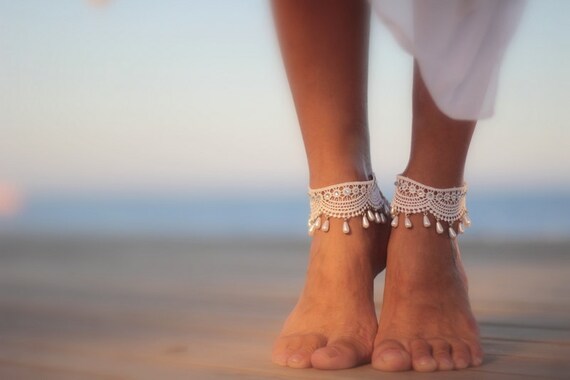 Shoes barefoot ankle Sandal Beach boho cuffAnklet Droplets Wrapped Cuff In Wedding SandalsBangle Sandal Barefoot Guipure nude ZuOPXki