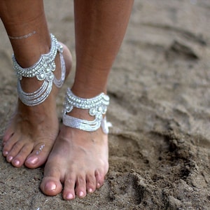 Crystal Fairy beach wedding barefoot sandals, bangle,cuff, wedding anklet,barefoot sandal,ankle cuff,boho sandal