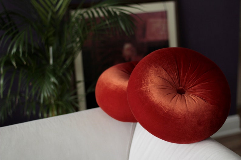 Burnt orange velvet round pillow 16 Etsy