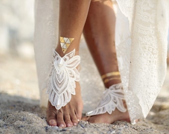 Lotus blossom barefoot sandal, beach wedding barefoot sandals,footcuff, wedding anklet,nude shoes,ankle cuff