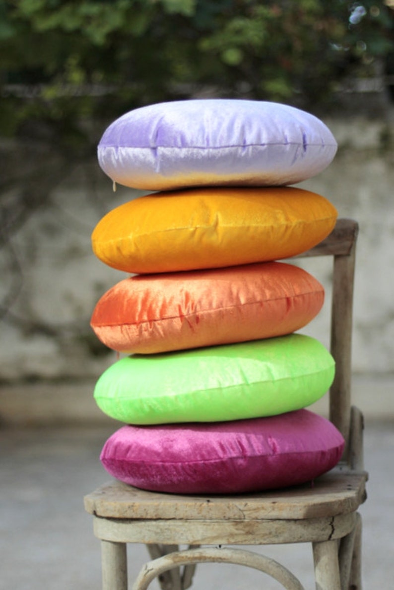 Colorful velvet round pillow covers 16 velvet pillow Etsy
