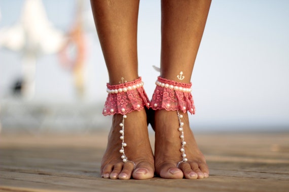 coral lace wedding shoes