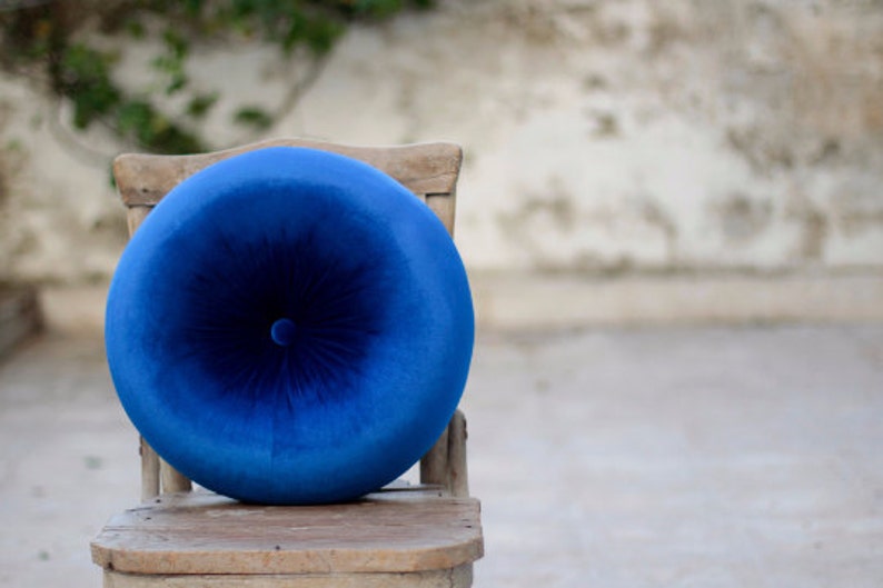 Midnight & Royal Blue Velvet Round Pillow 16 Etsy