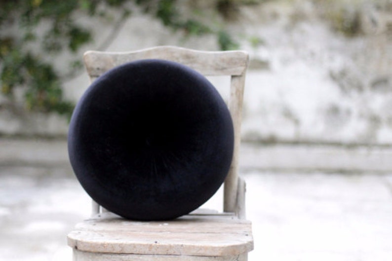 Black velvet round pillow 16 Etsy