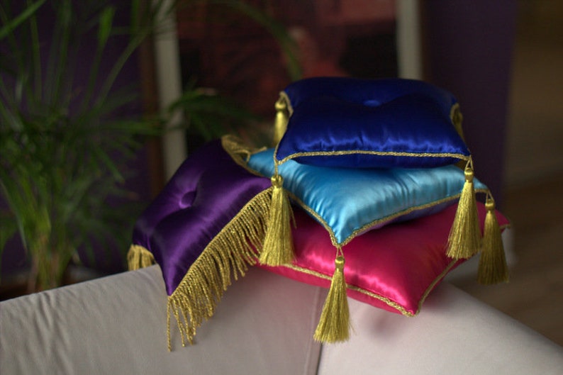 Satin Pillow With Golden Tassel Royal or Burgundystand Etsy UK