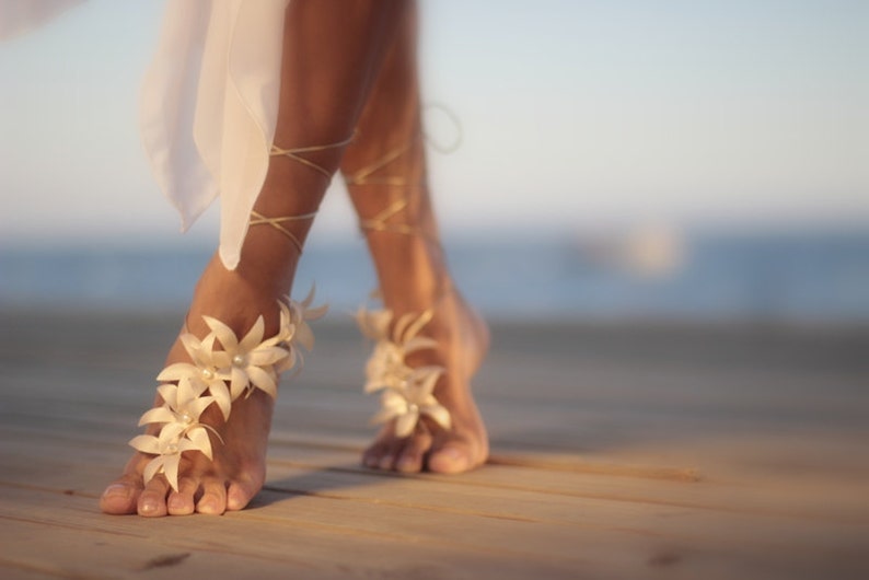 Autumn flowers barefoot sandal, beach wedding barefoot sandal,nude shoes,barefoot sandals barefoot shoes image 4