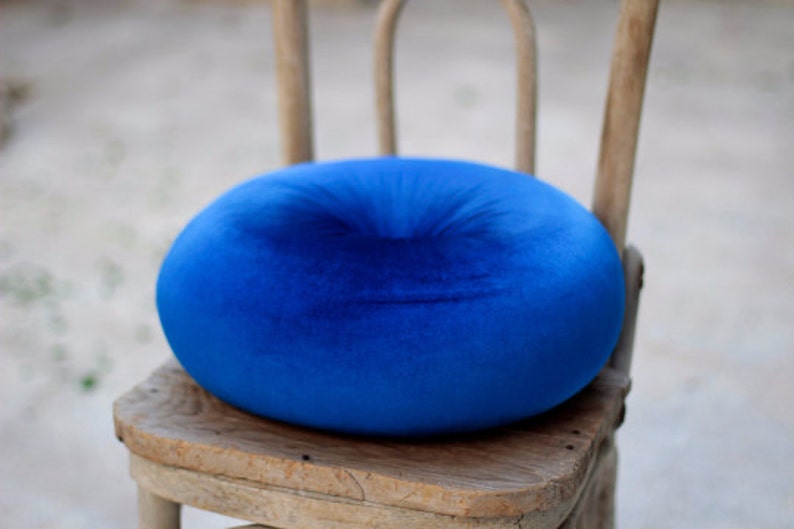 Midnight & Royal Blue Velvet Round Pillow 16 Etsy