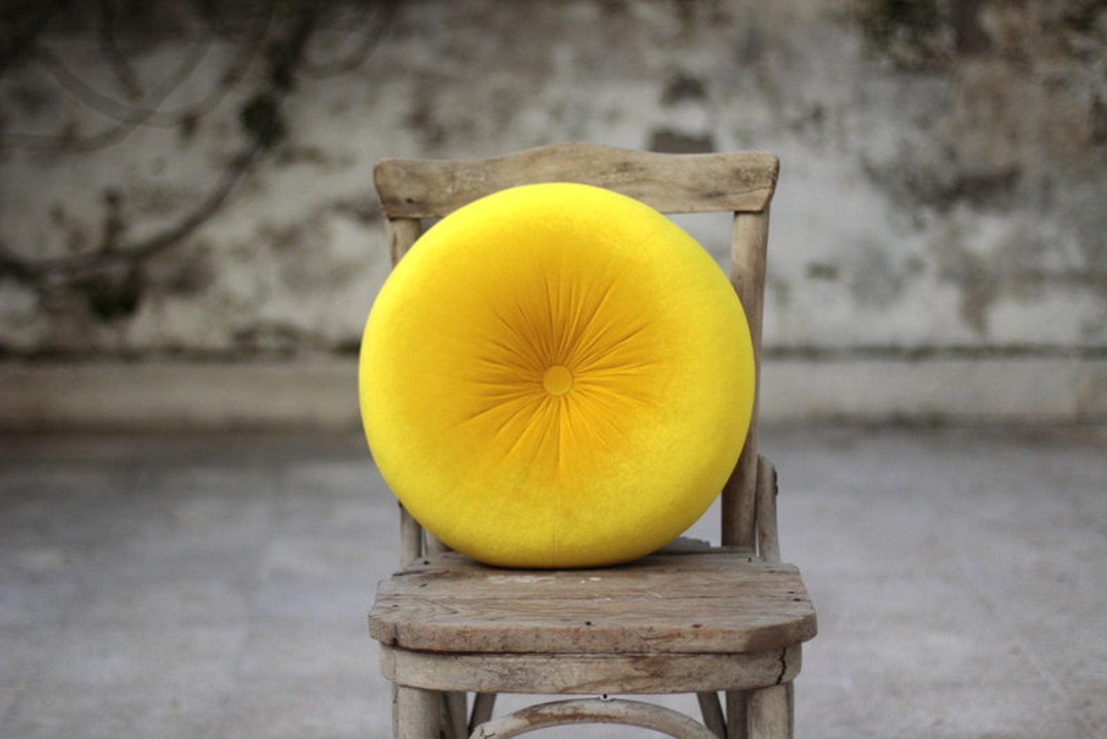 Mellow Yellow velvet Round pillow 16 hand made Etsy