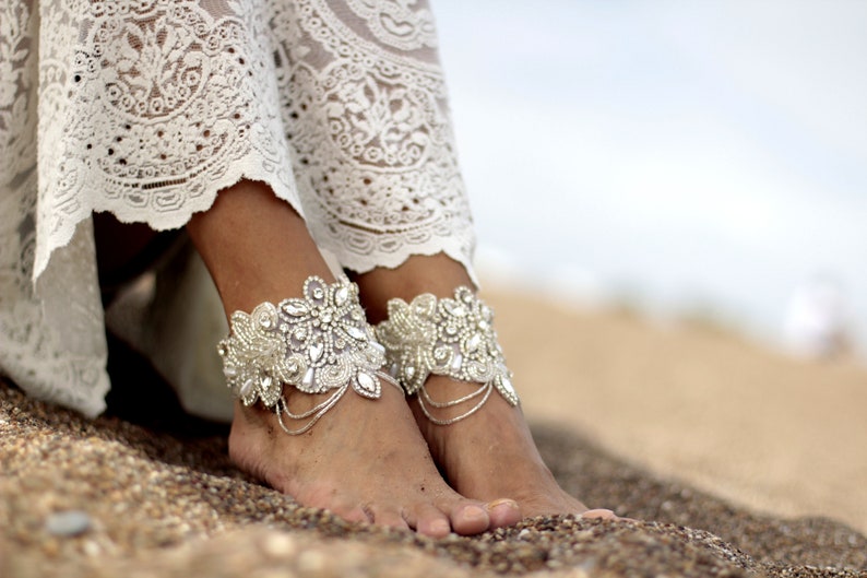 Boho Barefoot Sandalandfairy Shine Beach Wedding Barefoot Etsy