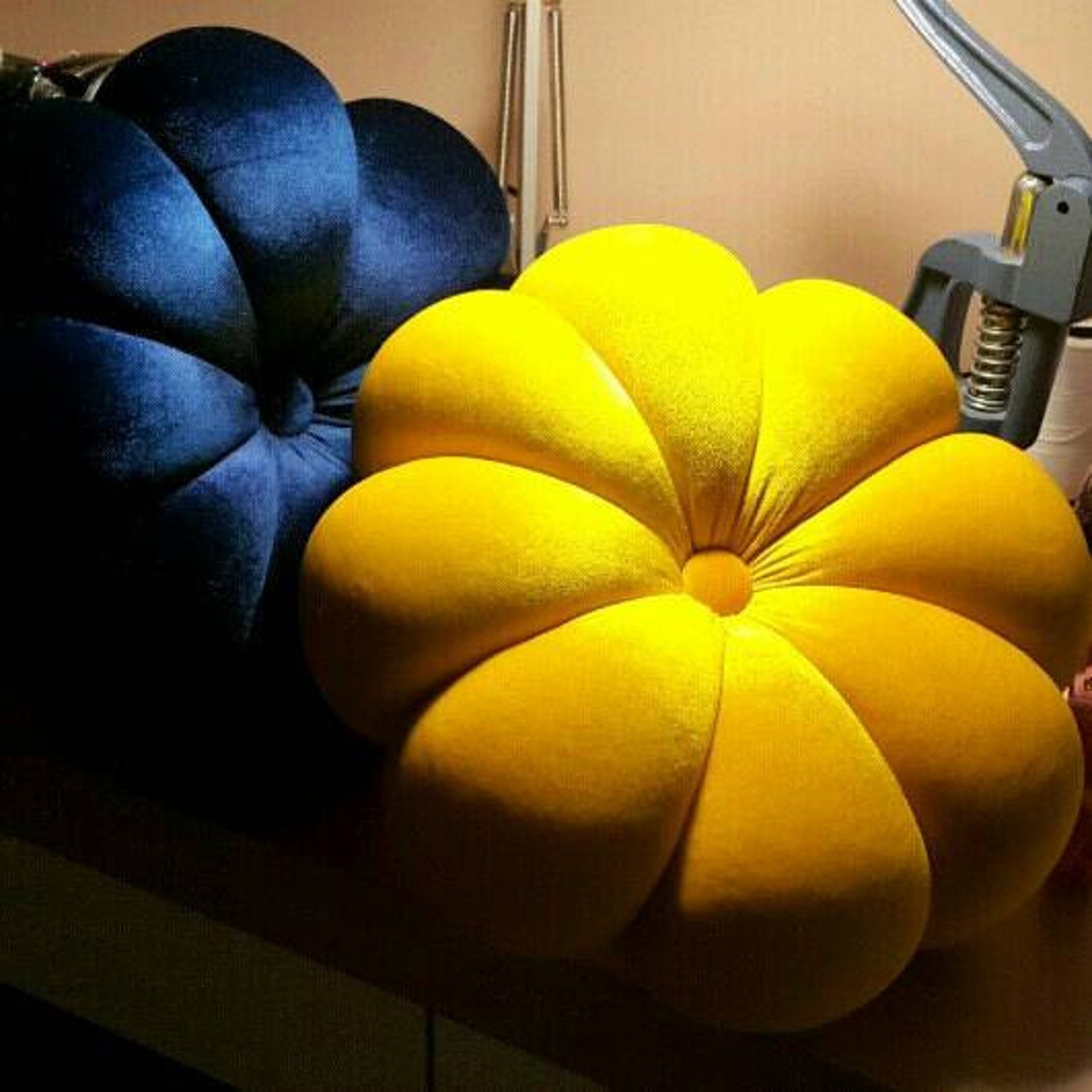 Flower velvet Round pillow 145 hand made | Etsy