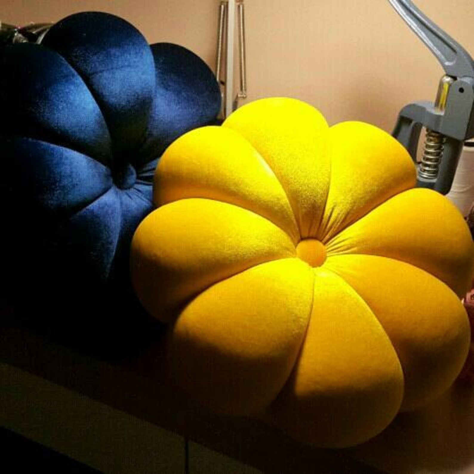 Flower velvet Round pillow 145 hand made Etsy