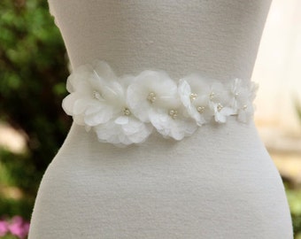 Cintura per abito da sposa con bouquet di fiori in organza, cintura da sposa