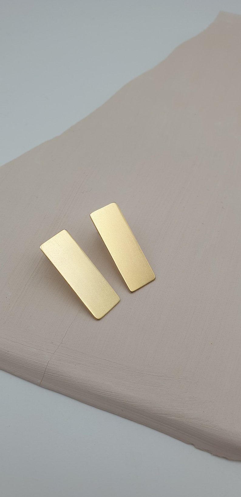 Minimal rectangular earrings made of silver 925, HARMONY, Lottejewelry image 7