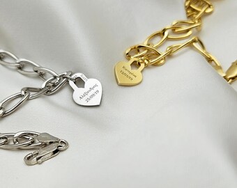 Personalized Heart bracelet, Lottejewellery