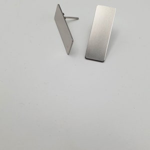 Minimal rectangular earrings made of silver 925, HARMONY, Lottejewelry image 4