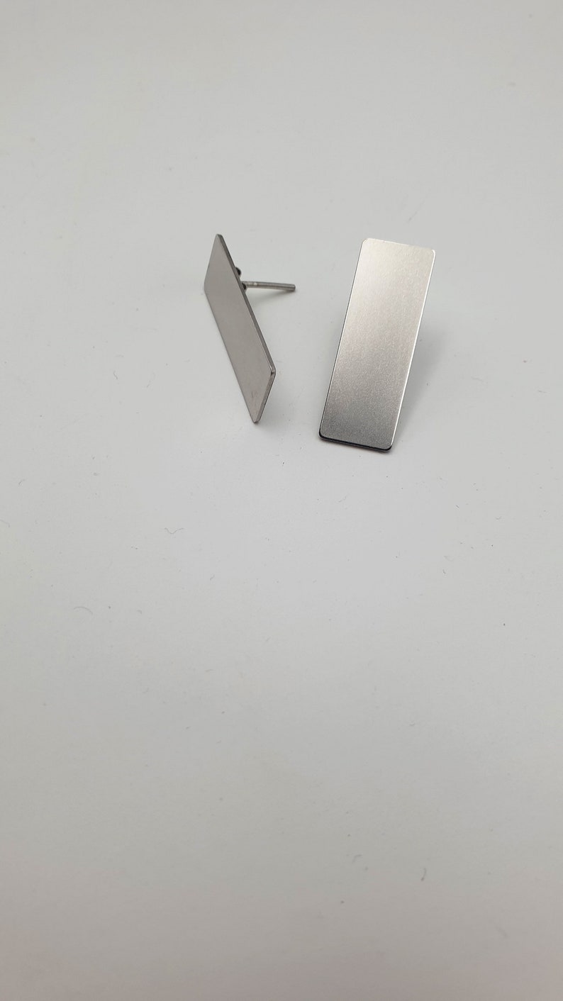 Minimal rectangular earrings made of silver 925, HARMONY, Lottejewelry image 4