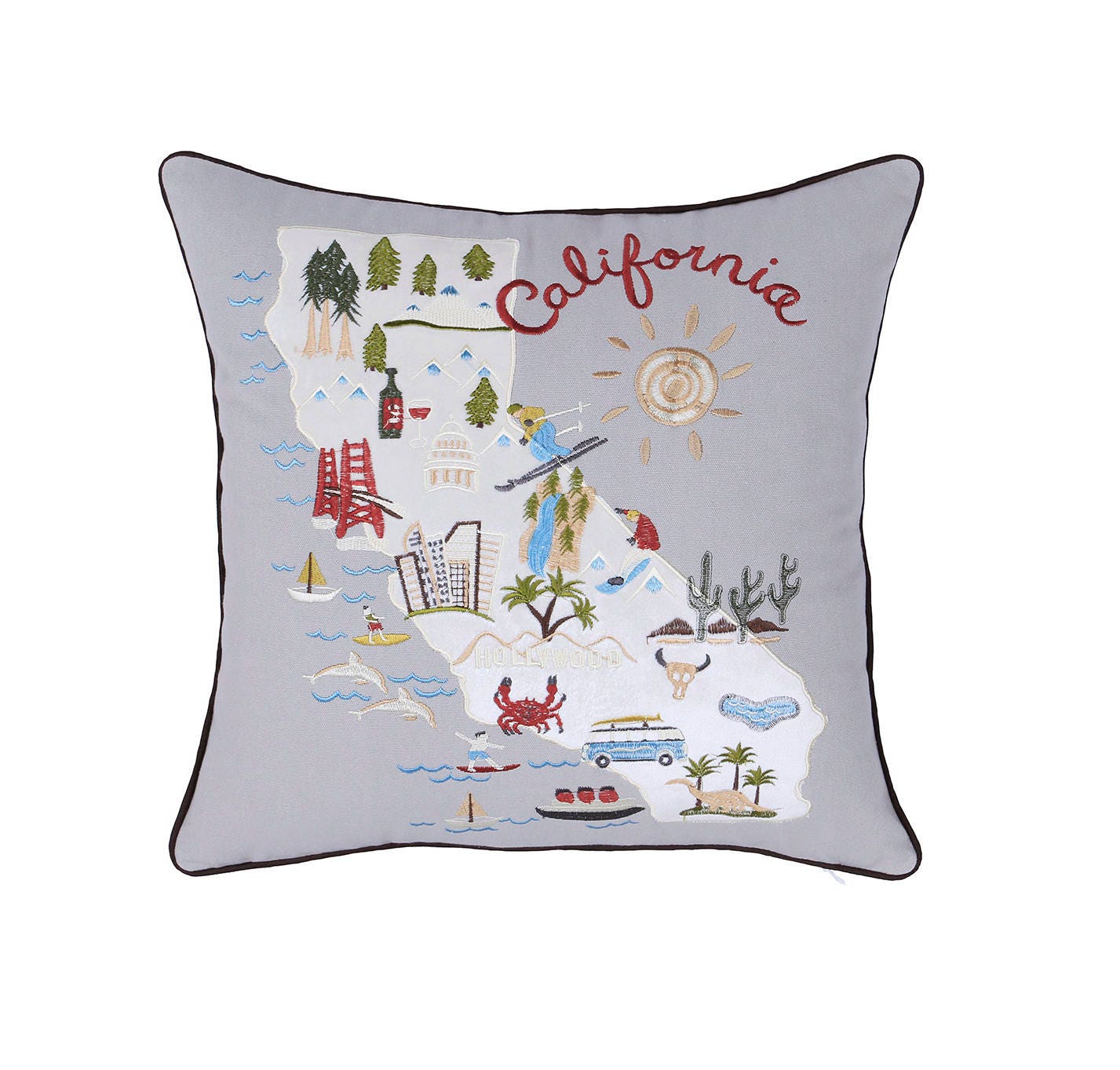 Pillow Pillowcases California Embroidered Throw Etsy