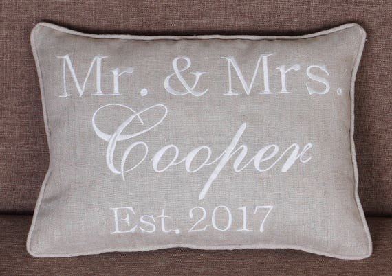 Just Married Mr /& Mrs WEDDING Personnalisé Custom Oreiller Coussin Cadeau