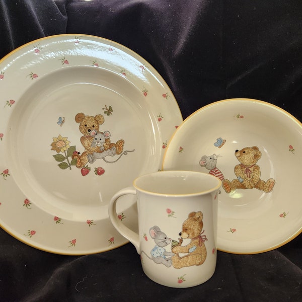 Mikasa "Teddy" childs place setting - plate, bowl and mug   CC018
