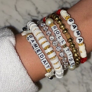 Custom Game day Bracelet Stack, Football Game Day Jewelry, Arm Candy, College Accessories, Football Season Bracelets, Alabama