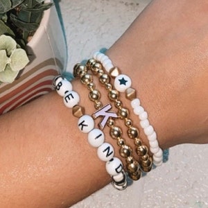 Mystery Inspirational Wort Perlen Armband / Runde Buchstaben Perlen