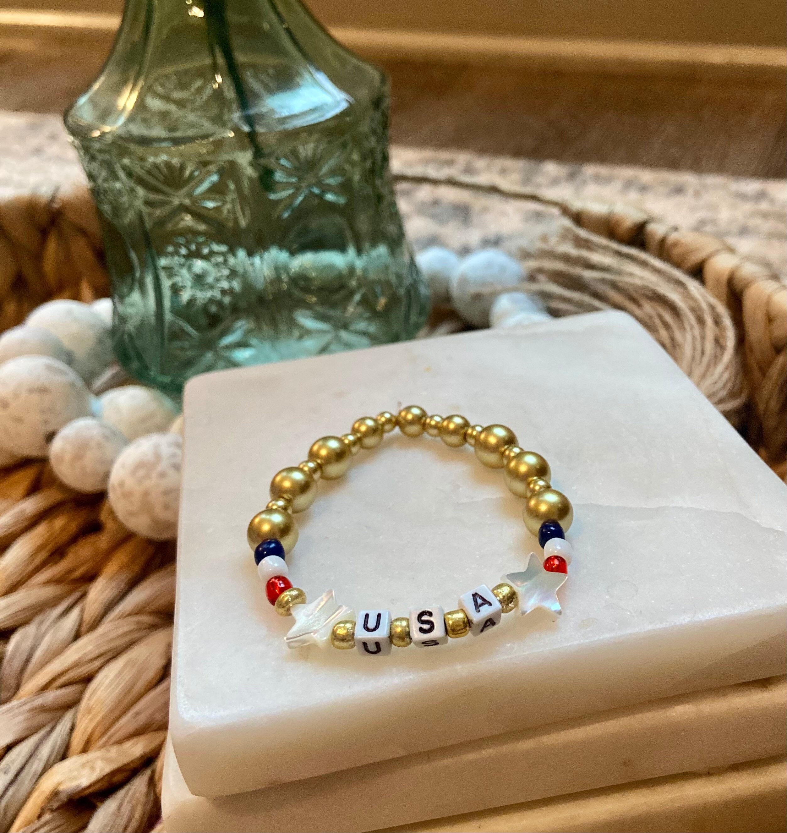 Set 4 Braccialetti Con Perline Per Il 4 Luglio – Rosso, Bianco E Blu, String Clay, Gioielli Patriottici Per Donne E Uomini, Regalo Festa Indipendenza - 4