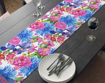 Spring Floral Table Runner, Centerpiece, Easter Table Runner, Kitchen Dining Room Home Decor, Mothers Day Birthday Housewarming Gift