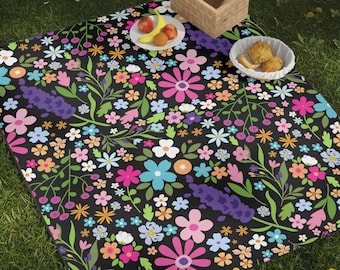Floral Picnic Blanket, Water-Resistant Beach Pool Blanket, Camping Mat, Mothers Day Birthday Gift, Hiking Outdoor Blanket, Waterproof