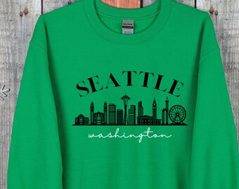 Seattle Washington Sweatshirt, Seattle Skyline Shirt, Seattle Washington Souvenir, Seattle Gift, Washington State, Seattle Home Decor