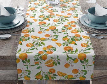 Corredor de mesa de cítricos naranjas, Corredor de mesa de primavera y verano, Decoración del hogar del comedor de la cocina, Decoraciones para la cena, Acento de mesa floral de frutas