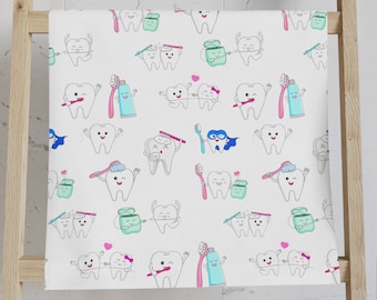 Funny Teeth Hand Towel Dental Hygienist Dentist Gift Bathroom Decorative Towel
