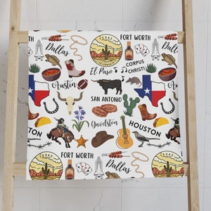 Texas Hand Towel, Decorative Bathroom Kitchen Tea Towel, Houston Dallas Fort Worth Home Decor, Housewarming Hostess Gift