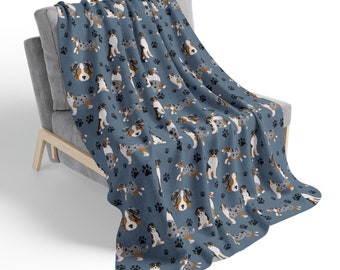Couverture berger australien, cadeau pour maman chien australien, peluche velouté blanc, polaire sherpa, literie pour animal de compagnie, jeté de canapé, cadeau pour nouveau chiot