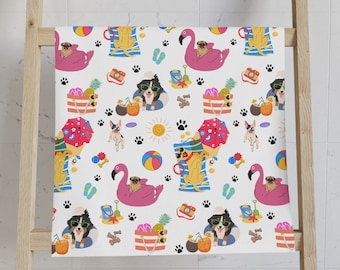 Funny Dog Summer Hand Towel Decorative Kitchen Bathroom Beach Home Decor Mothers Day Birthday Housewarming Hostess Dog Lover Gift
