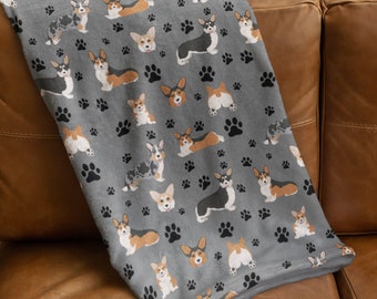 Corgi Blanket, prezent dla mamy psa, pluszowy aksamit, polar Sherpa, narzuta na kanapę, pościel dla zwierząt, prezent dla nowego szczeniaka, wystrój domu, prezent na parapetówkę
