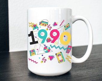 1990 Retro Mug 15oz, Double Sided Mug, 90’s Kid, 90’s Baby, Millennial Mug, Gift for Millennial, Vintage 90’s Mug, Birthday Gift, Christmas