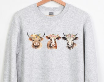 Sweat-shirt pull de vache, sweat à capuche de vache, sweat-shirt floral, cadeau d’amoureux de vache, cadeau d’agriculteur, chemise de vache, sweat-shirt drôle, sweat-shirt de printemps