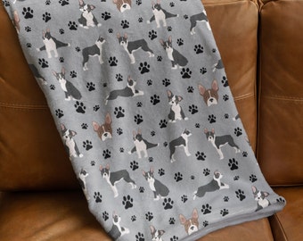 Boston Terrier Blanket, Dog Mom Gift, Velveteen Plush, Sherpa Fleece Throw, Pet Bedding, New Puppy Present, Home Decor, Mothers Day Present