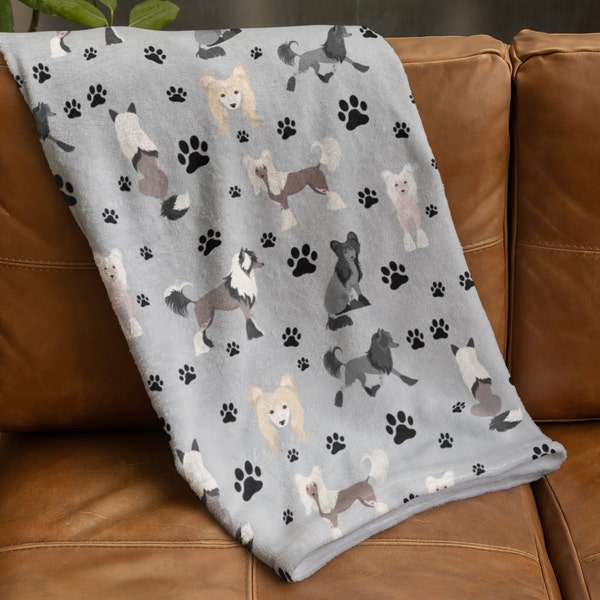 Chinese Crested Deken, Hond Moeder Cadeau, Velveteen Pluche, Sherpa Fleece, Bank Gooi, Huisdier Beddengoed, Nieuw Puppy Cadeau, Decor van het huis, Moederdag